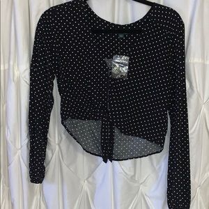 Wild fable Polk a dot button up crop top
